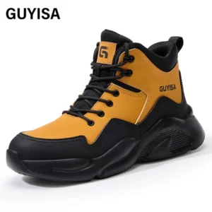 Safety Boots European Standard Steel Toe Fashion Breathable Leather Upper  Smash-proof stab-proof safety shoes for men GUYISA