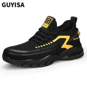 Yellow breathable anti-slip wear resistant rubber soled steel toe safety boots PPE Safety Shoes China manufacturers