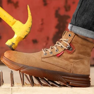 OEM High-quality wear-resistant brown safety boots for men's steel toe work boots China PPE